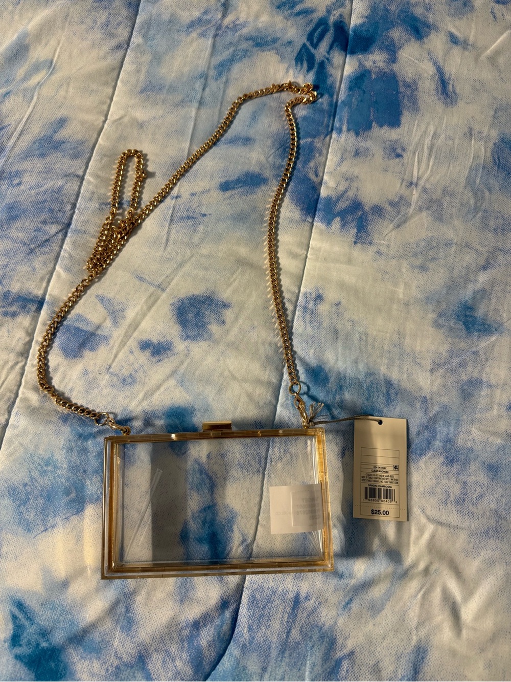 a new day Gold Clear Crossbody Phone Case with Chain Strap